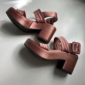 Pedro Garcia Satin Platform Sandals in Rose